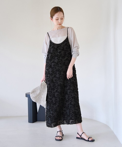 ROPE' PICNIC（ロペピクニック）の「ジャガードキャミワンピース（ワンピース・レディース・ブラック/オフホワイト・38）」の3枚目の写真