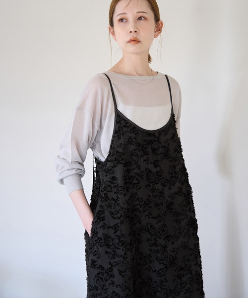 ROPE' PICNIC（ロペピクニック）の「ジャガードキャミワンピース（ワンピース・レディース・ブラック/オフホワイト・38）」の6枚目の写真