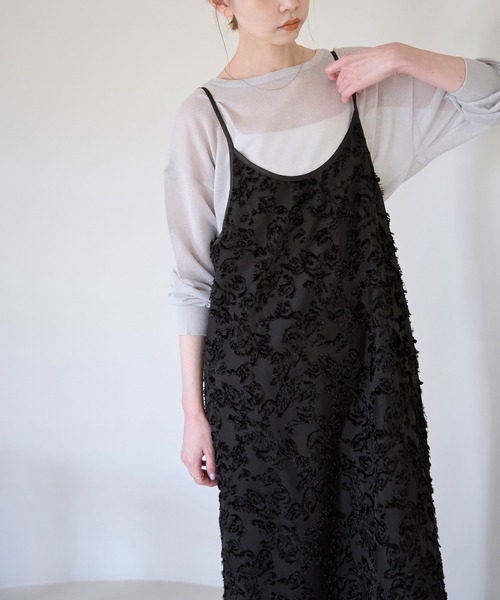 ROPE' PICNIC（ロペピクニック）の「ジャガードキャミワンピース（ワンピース・レディース・ブラック/オフホワイト・38）」の7枚目の写真