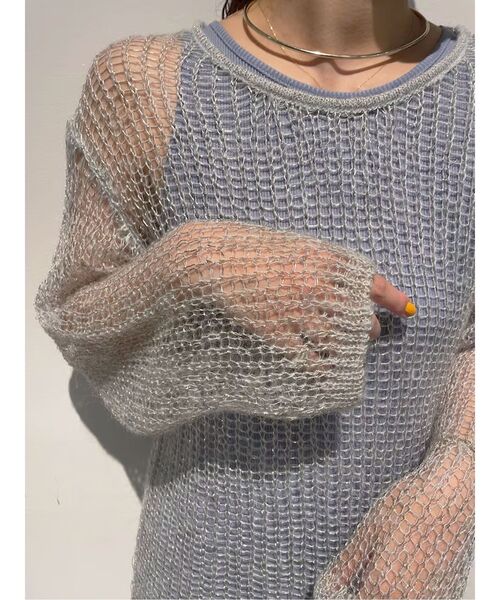 LAGUNAMOON（ラグナムーン）の「モヘヤラフニットプルオーバー（ニット/セーター・レディース・グレー/ベージュ/ライトブルー・FREE）」の3枚目の写真