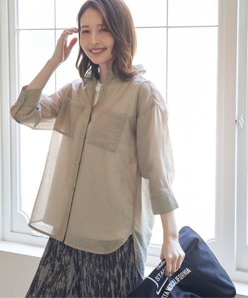 ikka（イッカ）の「【2点セット】シアーシャツタンクアンサンブル（シャツ/ブラウス・レディース・チャコールグレー/ベージュ/オレンジ/ブルー・M/L/S）」の5枚目の写真