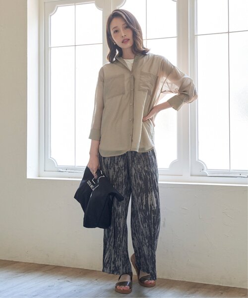 ikka（イッカ）の「【2点セット】シアーシャツタンクアンサンブル（シャツ/ブラウス・レディース・チャコールグレー/ベージュ/オレンジ/ブルー・M/L/S）」の8枚目の写真