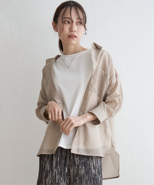 ikka（イッカ）の「【2点セット】シアーシャツタンクアンサンブル（シャツ/ブラウス・レディース・チャコールグレー/ベージュ/オレンジ/ブルー・M/L/S）」の11枚目の写真