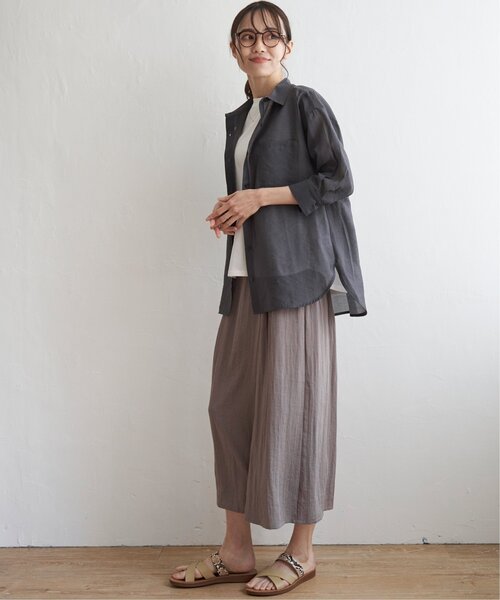 ikka（イッカ）の「【2点セット】シアーシャツタンクアンサンブル（シャツ/ブラウス・レディース・チャコールグレー/ベージュ/オレンジ/ブルー・M/L/S）」の13枚目の写真