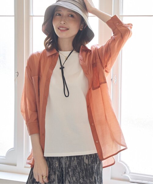 ikka（イッカ）の「【2点セット】シアーシャツタンクアンサンブル（シャツ/ブラウス・レディース・チャコールグレー/ベージュ/オレンジ/ブルー・M/L/S）」の14枚目の写真