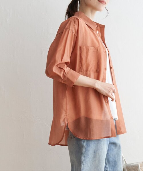 ikka（イッカ）の「【2点セット】シアーシャツタンクアンサンブル（シャツ/ブラウス・レディース・チャコールグレー/ベージュ/オレンジ/ブルー・M/L/S）」の17枚目の写真