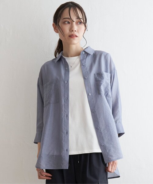 ikka（イッカ）の「【2点セット】シアーシャツタンクアンサンブル（シャツ/ブラウス・レディース・チャコールグレー/ベージュ/オレンジ/ブルー・M/L/S）」の18枚目の写真