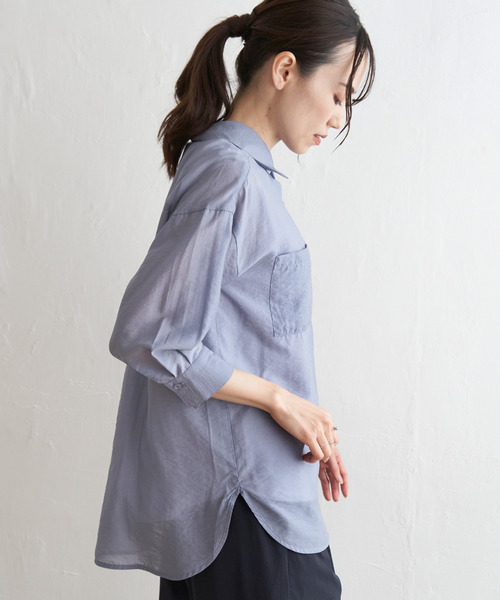 ikka（イッカ）の「【2点セット】シアーシャツタンクアンサンブル（シャツ/ブラウス・レディース・チャコールグレー/ベージュ/オレンジ/ブルー・M/L/S）」の22枚目の写真