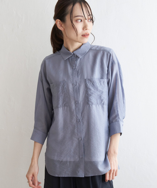 ikka（イッカ）の「【2点セット】シアーシャツタンクアンサンブル（シャツ/ブラウス・レディース・チャコールグレー/ベージュ/オレンジ/ブルー・M/L/S）」の21枚目の写真