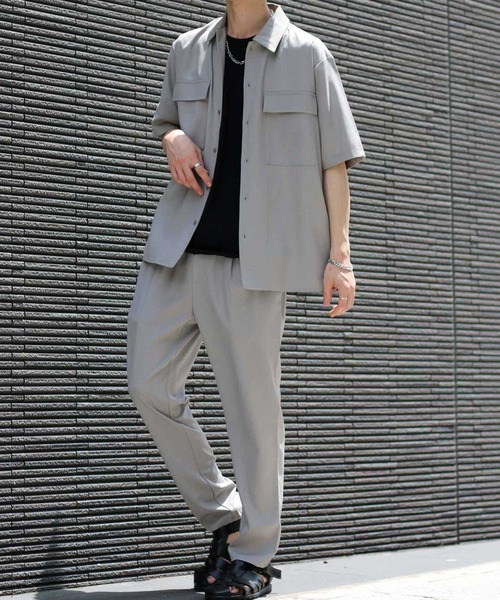 ANPAS（アンパス）の「Polyester Tropical Shirt Jacket SET-UP/ポリトロ シャツジャケット＆タックワイドテーパードパンツ セットアップ（セットアップ・メンズ・ベージュ/ブラック/グレー/グレー系その他/ベージュ系その他/ホワイト系その他・M/L/LL）」の21枚目の写真