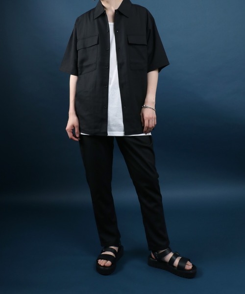 ANPAS（アンパス）の「Polyester Tropical Shirt Jacket SET-UP/ポリトロ シャツジャケット＆タックワイドテーパードパンツ セットアップ（セットアップ・メンズ・ベージュ/ブラック/グレー/グレー系その他/ベージュ系その他/ホワイト系その他・M/L/LL）」の8枚目の写真