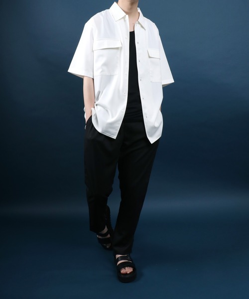 ANPAS（アンパス）の「Polyester Tropical Shirt Jacket SET-UP/ポリトロ シャツジャケット＆タックワイドテーパードパンツ セットアップ（セットアップ・メンズ・ベージュ/ブラック/グレー/グレー系その他/ベージュ系その他/ホワイト系その他・M/L/LL）」の7枚目の写真