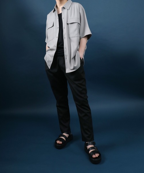 ANPAS（アンパス）の「Polyester Tropical Shirt Jacket SET-UP/ポリトロ シャツジャケット＆タックワイドテーパードパンツ セットアップ（セットアップ・メンズ・ベージュ/ブラック/グレー/グレー系その他/ベージュ系その他/ホワイト系その他・M/L/LL）」の10枚目の写真