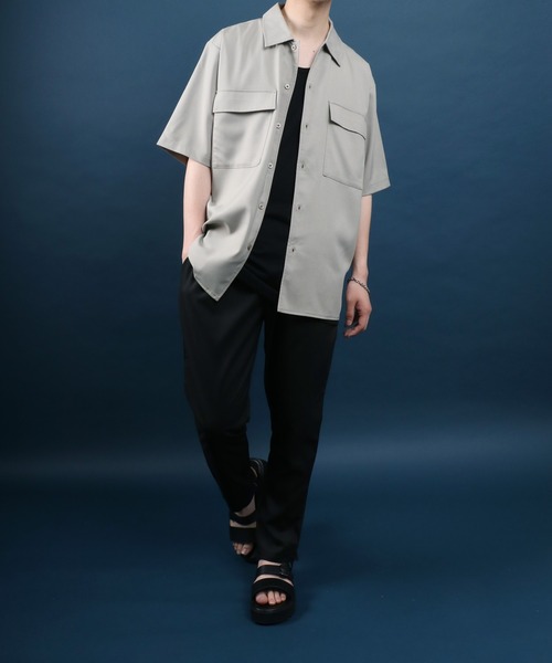 ANPAS（アンパス）の「Polyester Tropical Shirt Jacket SET-UP/ポリトロ シャツジャケット＆タックワイドテーパードパンツ セットアップ（セットアップ・メンズ・ベージュ/ブラック/グレー/グレー系その他/ベージュ系その他/ホワイト系その他・M/L/LL）」の12枚目の写真
