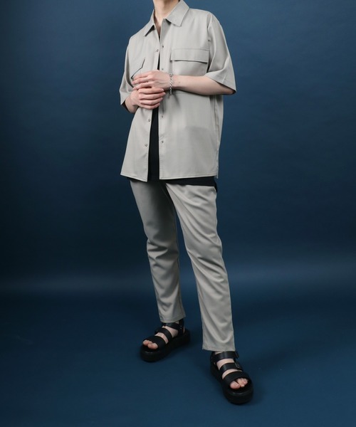 ANPAS（アンパス）の「Polyester Tropical Shirt Jacket SET-UP/ポリトロ シャツジャケット＆タックワイドテーパードパンツ セットアップ（セットアップ・メンズ・ベージュ/ブラック/グレー/グレー系その他/ベージュ系その他/ホワイト系その他・M/L/LL）」の11枚目の写真