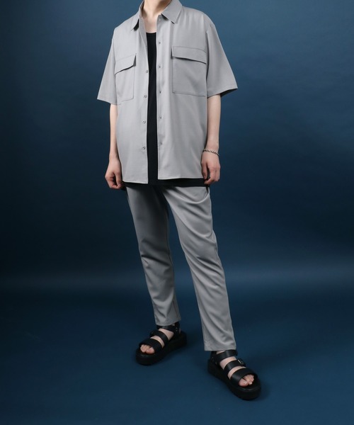 ANPAS（アンパス）の「Polyester Tropical Shirt Jacket SET-UP/ポリトロ シャツジャケット＆タックワイドテーパードパンツ セットアップ（セットアップ・メンズ・ベージュ/ブラック/グレー/グレー系その他/ベージュ系その他/ホワイト系その他・M/L/LL）」の9枚目の写真
