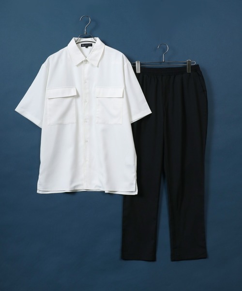 ANPAS（アンパス）の「Polyester Tropical Shirt Jacket SET-UP/ポリトロ シャツジャケット＆タックワイドテーパードパンツ セットアップ（セットアップ・メンズ・ベージュ/ブラック/グレー/グレー系その他/ベージュ系その他/ホワイト系その他・M/L/LL）」の13枚目の写真