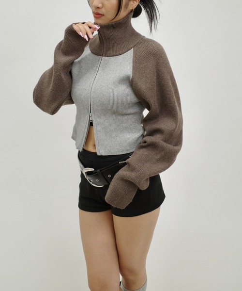 WHO'S WHO gallery（フーズフーギャラリー）の「【新色登場】ラグランジップニット（ニット/セーター・レディース・ブラウン系その他/ブラック/ブルー系その他/ネイビー/ブラウン/オフホワイト/ブラウン系その他2/ブラック系その他/ブルー系その他2/ブラック系その他2・FREE）」の6枚目の写真