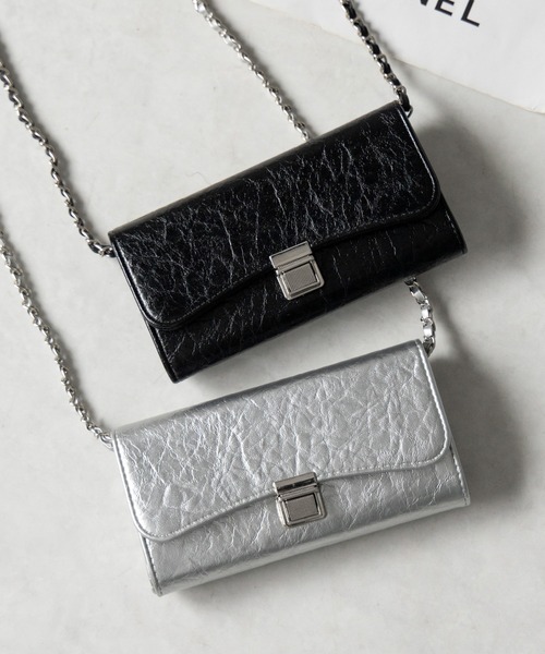 セール】【 3color 】ロングウォレットチェーンショルダー