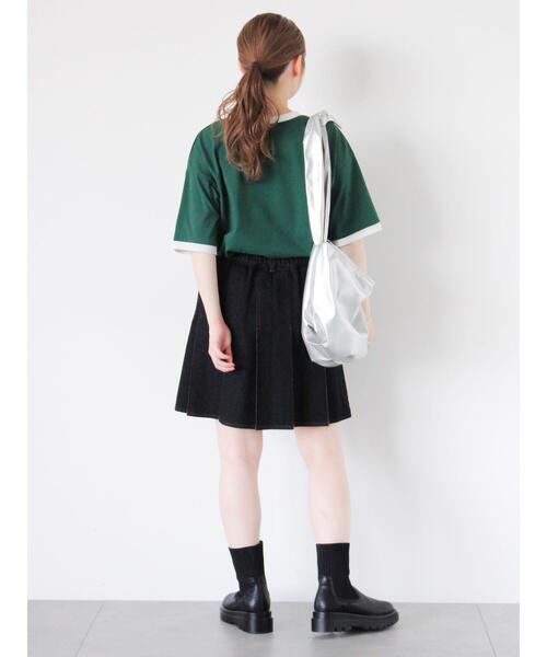 ehka sopo(エヘカソポ)の「プリントリンガーTシャツ(Tシャツ/カットソー・レディース・サックスブルー/グリーン/キナリ/オフホワイト・F)」の19枚目の写真
