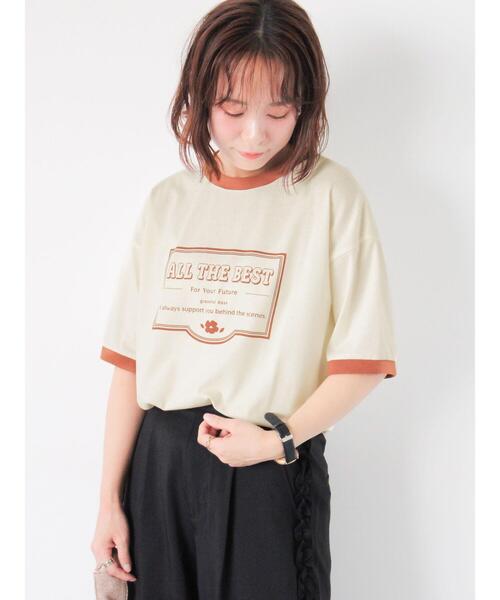 ehka sopo(エヘカソポ)の「プリントリンガーTシャツ(Tシャツ/カットソー・レディース・サックスブルー/グリーン/キナリ/オフホワイト・F)」の20枚目の写真