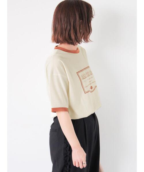 ehka sopo(エヘカソポ)の「プリントリンガーTシャツ(Tシャツ/カットソー・レディース・サックスブルー/グリーン/キナリ/オフホワイト・F)」の21枚目の写真