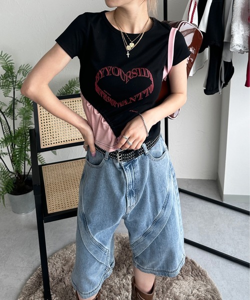 sedacle girl(セダクルガール)の「切り替えトップス(Tシャツ/カットソー・レディース・ブラック/レッド・MEDIUM/SMALL)」の1枚目の写真
