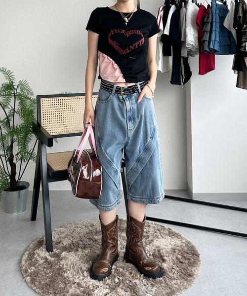 sedacle girl(セダクルガール)の「切り替えトップス(Tシャツ/カットソー・レディース・ブラック/レッド・MEDIUM/SMALL)」の7枚目の写真