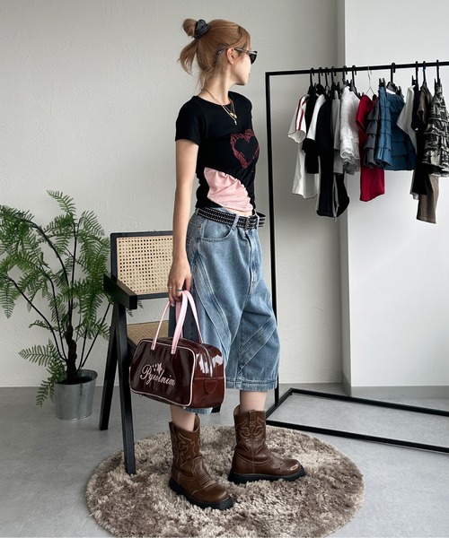 sedacle girl(セダクルガール)の「切り替えトップス(Tシャツ/カットソー・レディース・ブラック/レッド・MEDIUM/SMALL)」の5枚目の写真