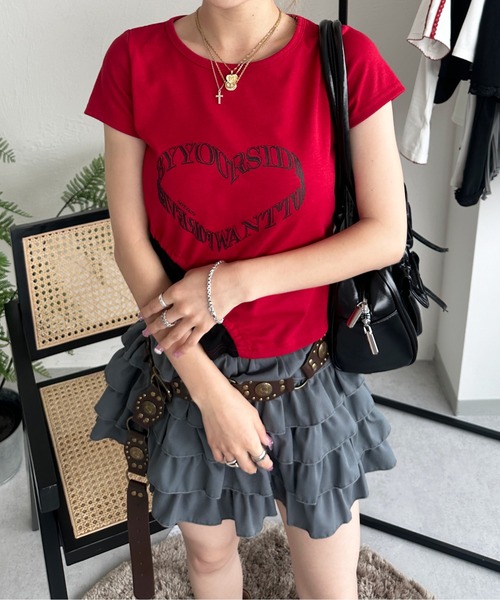 sedacle girl(セダクルガール)の「切り替えトップス(Tシャツ/カットソー・レディース・ブラック/レッド・MEDIUM/SMALL)」の4枚目の写真