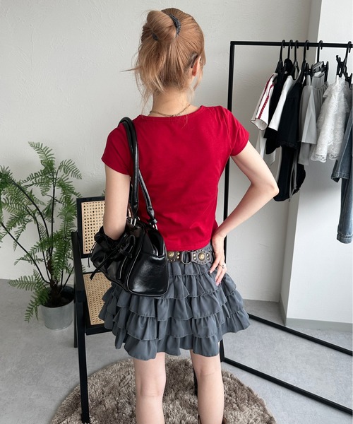sedacle girl(セダクルガール)の「切り替えトップス(Tシャツ/カットソー・レディース・ブラック/レッド・MEDIUM/SMALL)」の3枚目の写真