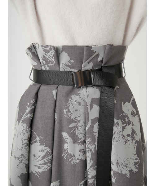 【新品タグ付き】FRAY I.D フレイアイディー　フロッキーフレアスカート フレイ アイディー FRAY I.D フロッキーフレアスカート （ブラック