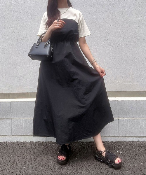 KOBE LETTUCE（コウベレタス）の「ドッキングワンピース（ワンピース・レディース・アイボリー系1/ホワイト×ブラック/アイボリー系・M）」の2枚目の写真