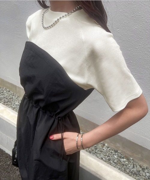 KOBE LETTUCE（コウベレタス）の「ドッキングワンピース（ワンピース・レディース・アイボリー系1/ホワイト×ブラック/アイボリー系・M）」の16枚目の写真