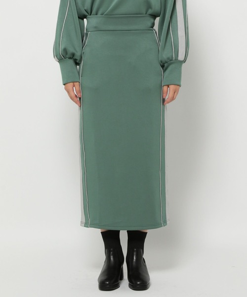 mysty woman(ミスティウーマン)の「サイドラインナロースカート 149655(スカート・レディース・ブラック/グリーン/オフホワイト・FREE)」の15枚目の写真