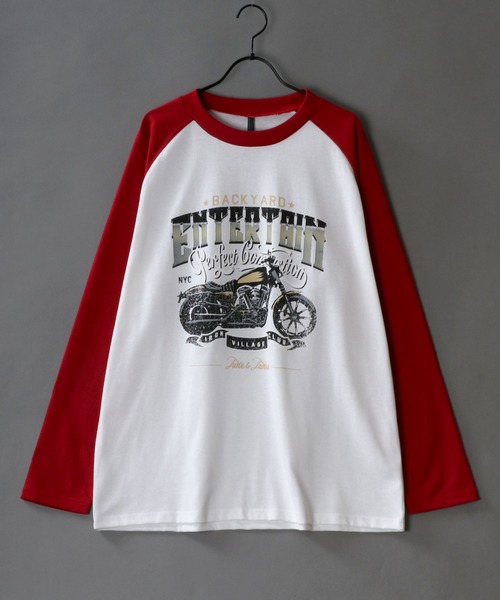 セール】Raglan Sleeve Print T-shirt/オーバーサイズ ラグラン