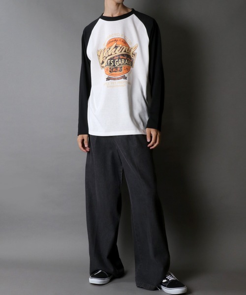 セール】Raglan Sleeve Print T-shirt/オーバーサイズ ラグラン