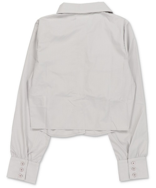 SPINNS（スピンズ）の「長袖ショート丈シャーリングギャザーシャツ（シャツ/ブラウス・レディース・ホワイト/ブルー/グレー/ブラック・ONESIZE）」の9枚目の写真