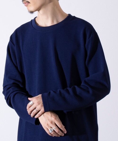 セール】【GLOSTER/グロスター】ふくれジャガード 長袖Tシャツ クルー