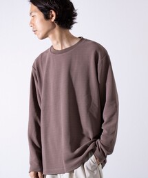 【GLOSTER/グロスター】ふくれジャガード 長袖Tシャツ クルーネック