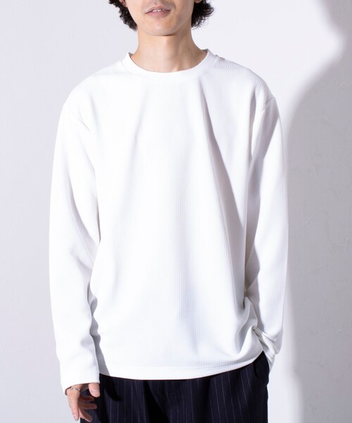GLOSTER(グロスター)の「【GLOSTER/グロスター】ふくれジャガード 長袖Tシャツ クルーネック(Tシャツ/カットソー・メンズ・グレイッシュベージュ/ホワイト/モカ/ネイビー・S/M/L)」の11枚目の写真