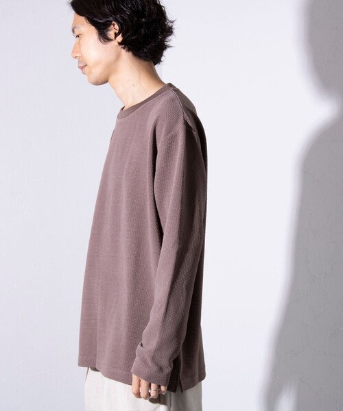 GLOSTER(グロスター)の「【GLOSTER/グロスター】ふくれジャガード 長袖Tシャツ クルーネック(Tシャツ/カットソー・メンズ・グレイッシュベージュ/ホワイト/モカ/ネイビー・S/M/L)」の16枚目の写真