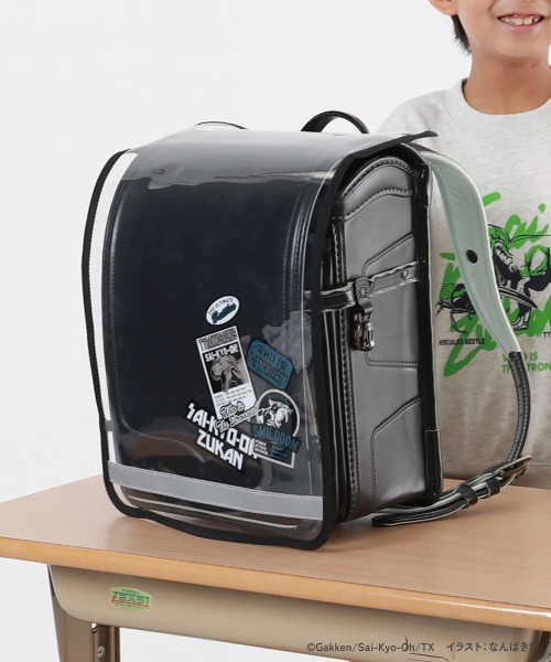 devirock（デビロック）の「最強王図鑑コラボ 透明ランドセルカバー(リフレクター付き)（ランドセル・キッズ・パープル系/グレー系・ONE SIZE）」の2枚目の写真