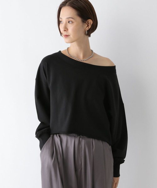 LEPSIM(レプシィム)の「オフショルショートスウェット 134420(スウェット・レディース・グレー/ブラック・FREE)」の1枚目の写真