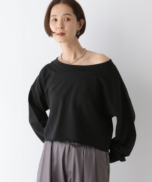 LEPSIM(レプシィム)の「オフショルショートスウェット 134420(スウェット・レディース・グレー/ブラック・FREE)」の3枚目の写真