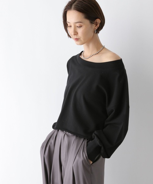 LEPSIM(レプシィム)の「オフショルショートスウェット 134420(スウェット・レディース・グレー/ブラック・FREE)」の4枚目の写真