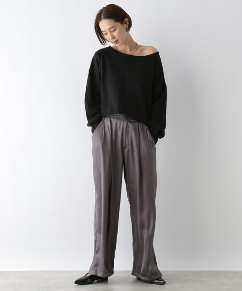 LEPSIM(レプシィム)の「オフショルショートスウェット 134420(スウェット・レディース・グレー/ブラック・FREE)」の6枚目の写真