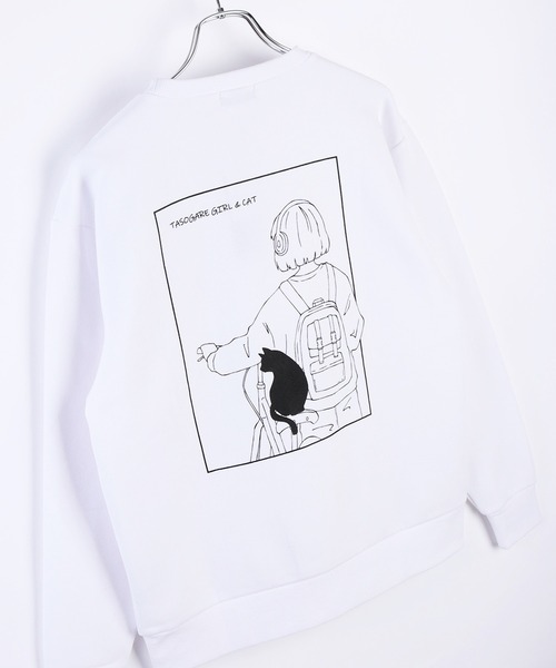 WESTSEA（ウエストシー）の「TASOGARE GIRL & CAT ストレッチ裏起毛トレーナー（スウェット・メンズ・ブラック/ネイビー/ホワイト/グレイッシュベージュ・L/M）」の12枚目の写真