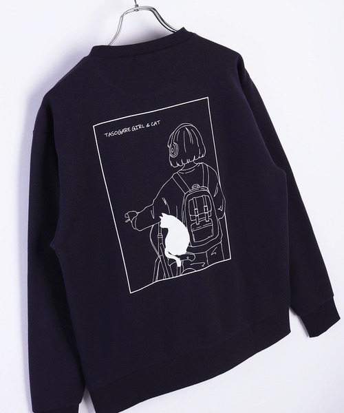 WESTSEA（ウエストシー）の「TASOGARE GIRL & CAT ストレッチ裏起毛トレーナー（スウェット・メンズ・ブラック/ネイビー/ホワイト/グレイッシュベージュ・L/M）」の15枚目の写真