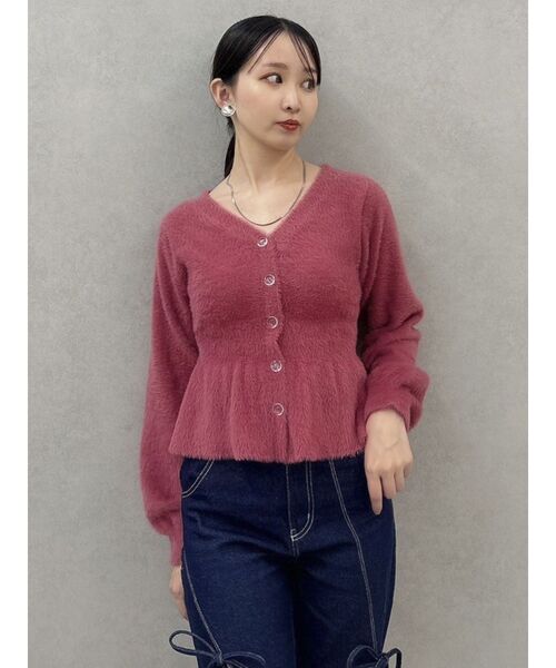 dazzlin(ダズリン)の「ミニシャギーペプラムカーデトップス(ニット/セーター・レディース・チャコールグレー/レッド/オフホワイト・FREE)」の10枚目の写真